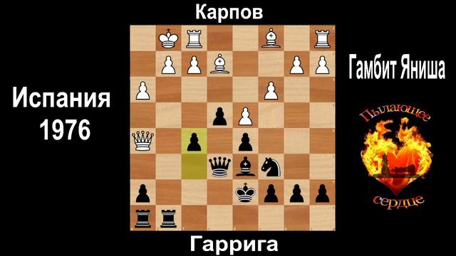 Гамбит Яниша - эффективное оружие против Испанской партии|Карпов-Гаррига,Испания,1976|шахматы|chess смотреть онлайн