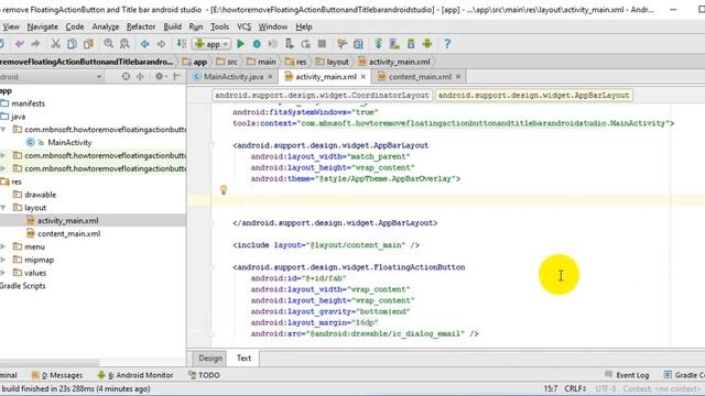 How to remove title bar & Floating action button - Android Studio смотреть онлайн