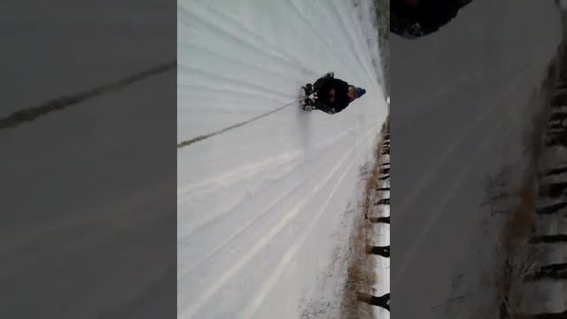Привязали санки к мотоциклу. ШОК!! смотреть онлайн