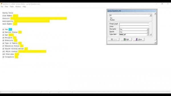 Introduction to EpiData : Define data, Make data file, checks , labeling data, Data Entry