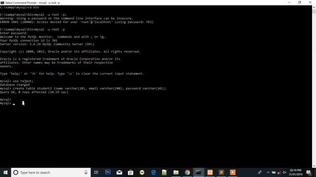 How to create table in database by command prompt in php || Knowledge Web смотреть онлайн