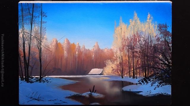 Acrylic Landscape Painting - Winter / Easy Art / Drawing Lessons / Satisfying Relaxing.