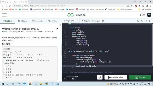 Unique rows in Boolean matrix [solve using Trie] #loveBabar #gfg #GeeksforGeeks смотреть онлайн