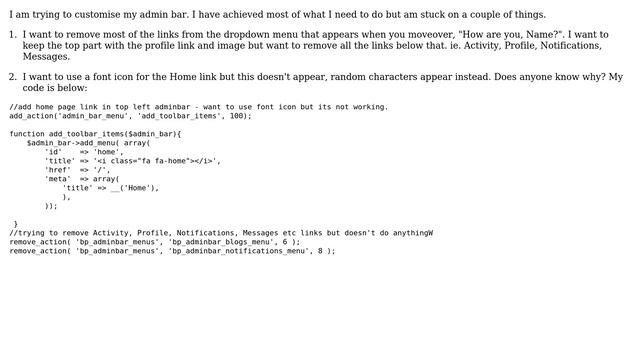 Wordpress: Help customising admin bar, removing buddypress links from dropdown смотреть онлайн