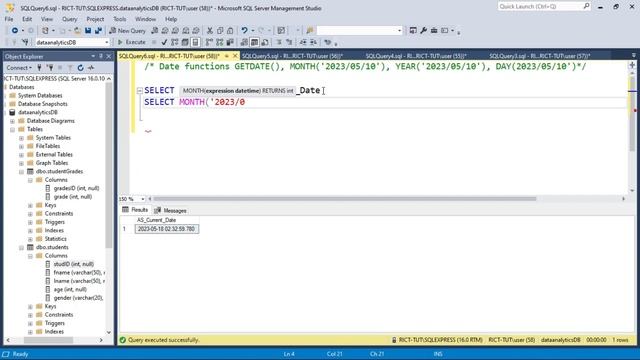 09 SQL for Data Analytics - Date Functions (GETDATE(), MONTH(). YEAR(). DAY() etc.) смотреть онлайн