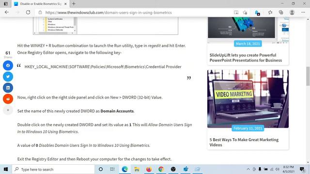 Disable or Enable Biometrics Sign In on Windows 10 joined to a Domain смотреть онлайн