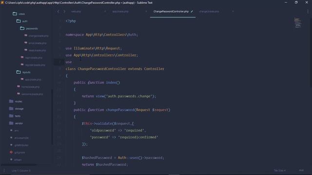 Laravel Default Authentication Part:04 (ChangePassword) смотреть онлайн