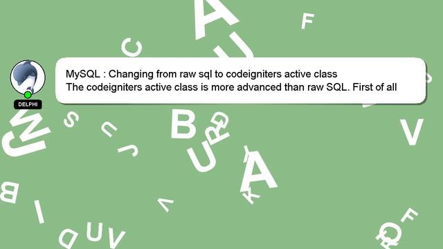 MySQL : Changing from raw sql to codeigniters active class смотреть онлайн