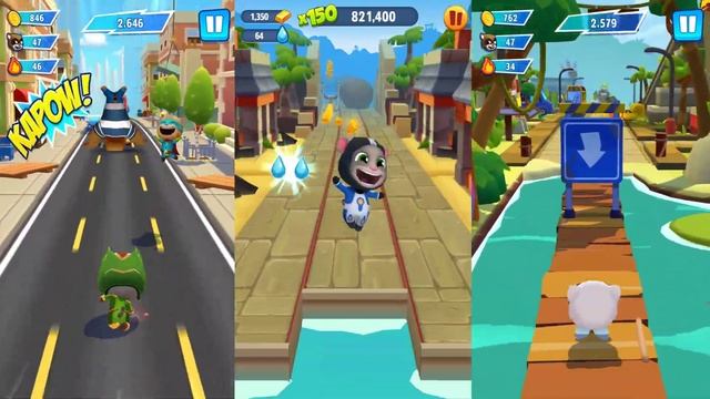 Talking Tom Gold Run Astronaut Tom vs Talking Tom Hero Dash Planet Power Tom and Queen Bee Angela смотреть онлайн