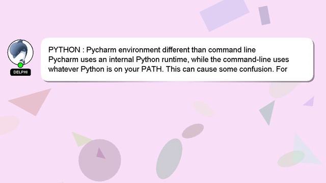 PYTHON : Pycharm environment different than command line смотреть онлайн