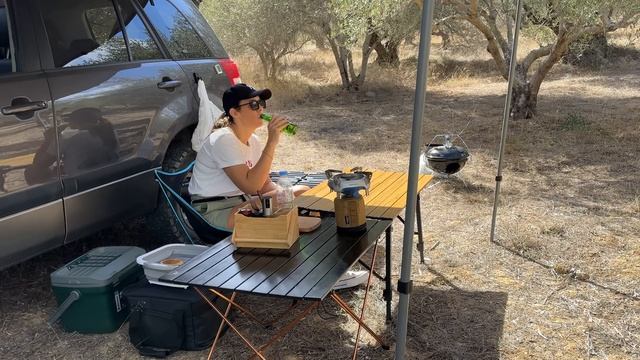 A Day In Olive Groves: Solo Camping With BBQ And Greek Salad | Magie