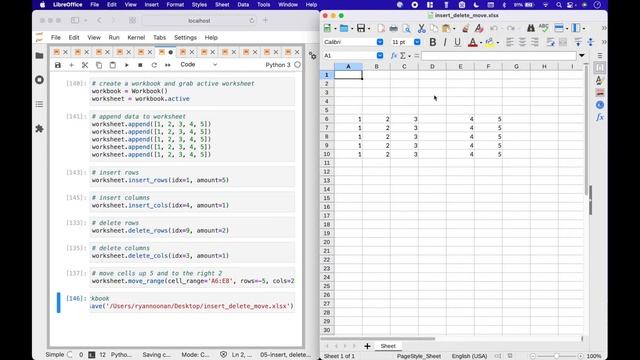 Python openpyxl Insert, Delete, Move Rows and Columns смотреть онлайн