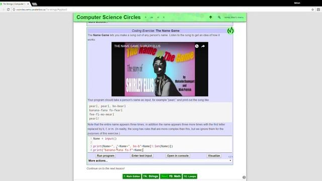 Computer Science Circles: 7A Strings: 'The Name Game' смотреть онлайн