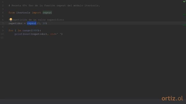 Python 3 - Receta 69: Uso de la Función repeat del Módulo itertoools смотреть онлайн
