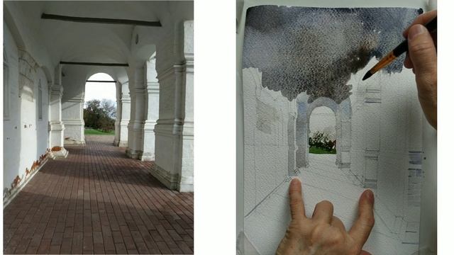 Рисуем церковь вознесения Господня в Коломенском. смотреть онлайн