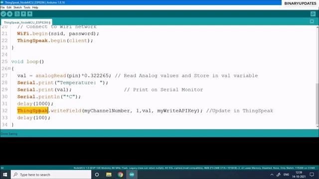 ThingSpeak IOT Cloud with NodeMCU ESP8266- Temperature Monitoring Dashboard смотреть онлайн