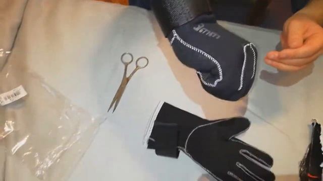 Перчатки неопрен 3мм. Посылка с Aliexpress. смотреть онлайн