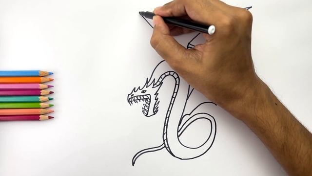 How to Draw Fire Dragon I Fire Dragon Drawing Tutorial I Flying Dragon with Fire? смотреть онлайн