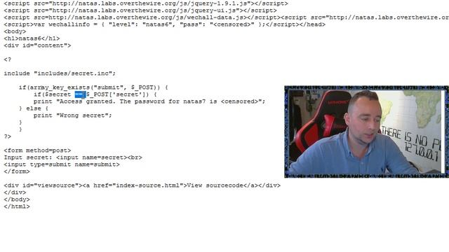 Finding weakness through source code review - Natas06 - Overthewire.org - Walkthrough смотреть онлайн