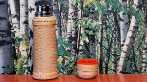Как задекорировать термос берестой своими руками.