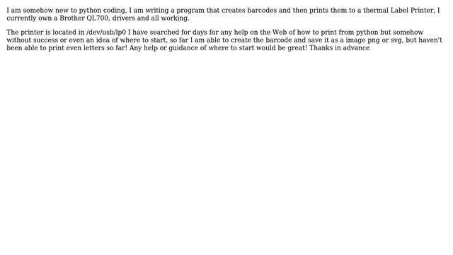 Raspberry Pi: Print to usb Printer (ql700) from python code смотреть онлайн