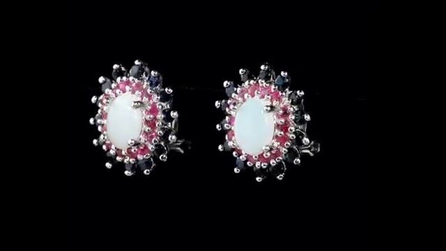 Sapphire Ruby and Opal Earrings 7.5 Carats in Sterling Silver смотреть онлайн