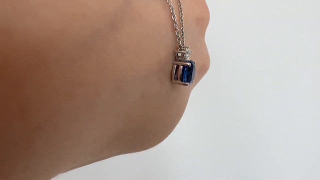 2 carat Blue Sapphire and Diamonds pendant on chain - PIERRE - Style #3131 смотреть онлайн