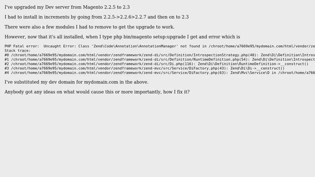 Magento 2.3 upgrade failed with PHP Fatal error: Uncaught Error: Class... смотреть онлайн