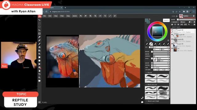 Digital Painting Reptile Study 1 - Magma Classroom LIVE смотреть онлайн