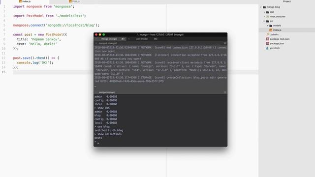 Блог на NodeJS + Express + MongoDB + ReactJS — Подключаем Babel, создаем модель, пишем роуты #4 смотреть онлайн