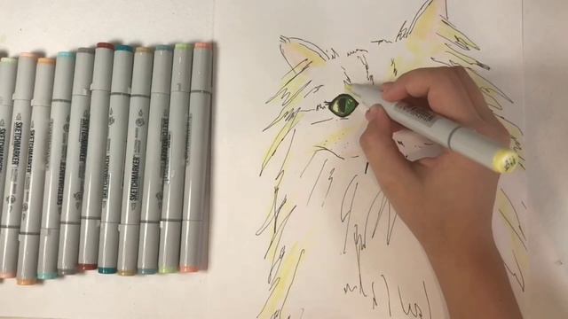 Учимся рисовать кошку маркерами! Learn how to draw a cat with markers! смотреть онлайн