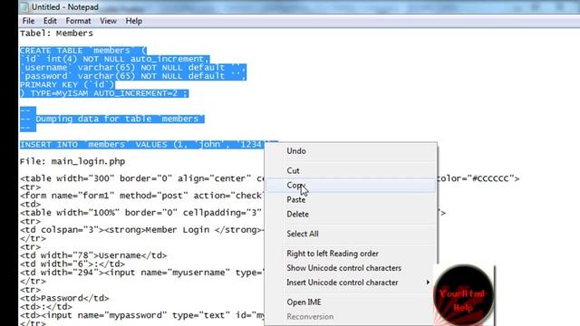 Dreamweaver cs4 - Php/HTML/MySql login system Part1 смотреть онлайн
