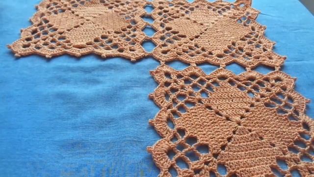 Квадратный мотив для вязания скатерти крючком. Соединение, Часть 2.