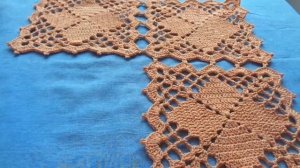 Квадратный мотив для вязания скатерти крючком. Соединение, Часть 2.