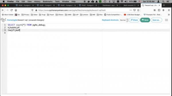 Использование PythonAnywhere для запуска SQL