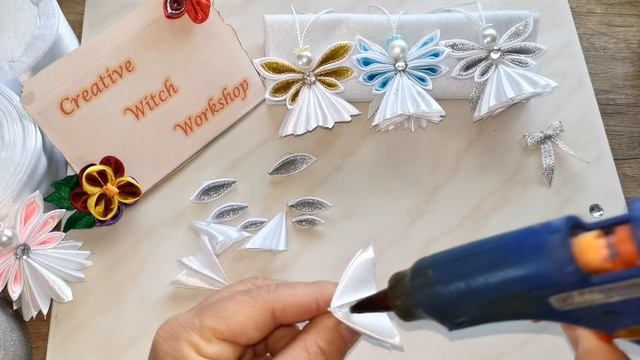 DIY/ Kanzashi Christmas Angels /Christmas Tree Ornament / Satin Ribbon Angel / Handmade  Decoration