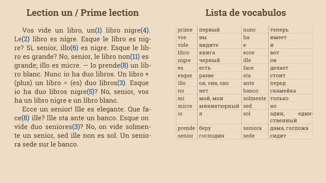 ? Самоучитель по Interlingua для русскоязычных, lection un, сравните текст с Esperanto смотреть онлайн