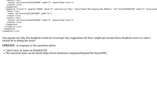 Databases: What would cause this SQL Server deadlock? смотреть онлайн