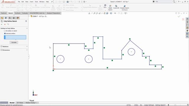 SOLIDWORKS Tech Tips: Auto Dimension in SOLIDWORKS Using the Fully Define Sketch Tool смотреть онлайн