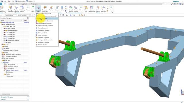 NX SOL101 Load Frame Simulation смотреть онлайн