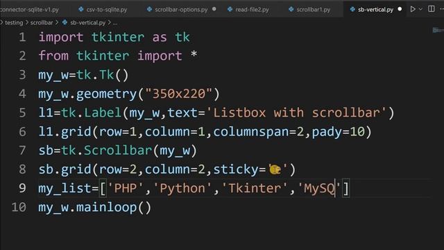 Tkinter Scrollbar and integrating it with text & Spinbox using different layouts with all options смотреть онлайн