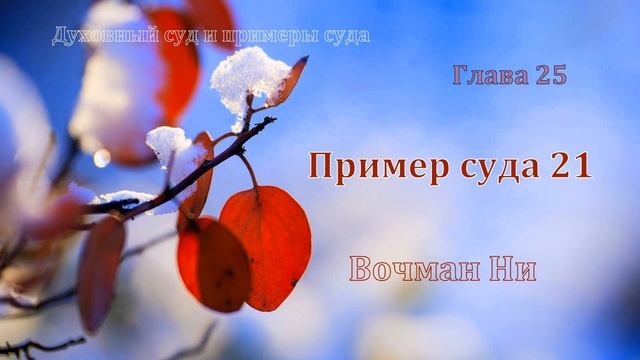 "Духовный суд и примеры суда" Вочман Ни глава 21 смотреть онлайн