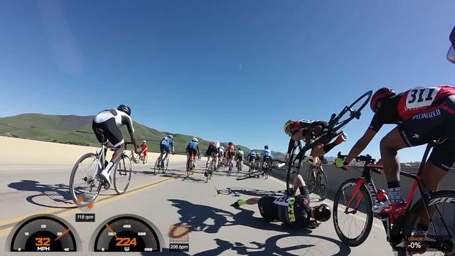 Santa Barbara Road Race 2017, Cat 3 - Final Sprint Crash смотреть онлайн