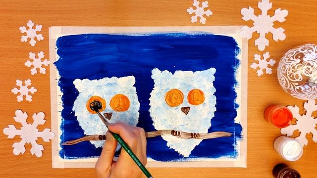 Илона Котляр, методист Школы № 338. Рисование гуашью «Новогодние совята» смотреть онлайн