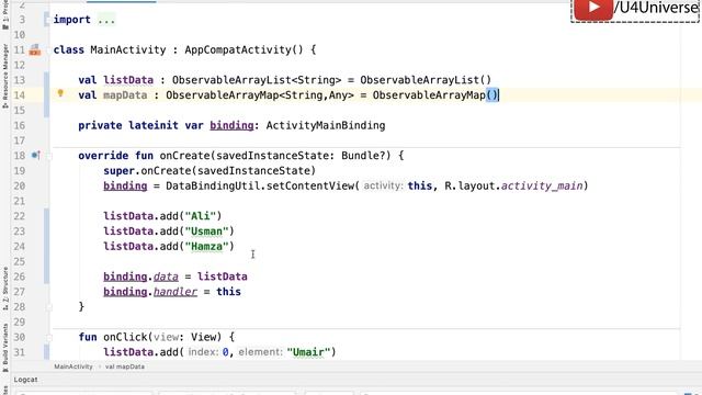 Android Data Binding-15 | Using Observable Collections in Data Binding | U4Universe смотреть онлайн