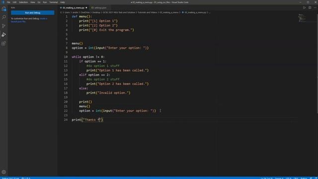Creating a Menu Program in Python - Python Tutorial 2023 смотреть онлайн