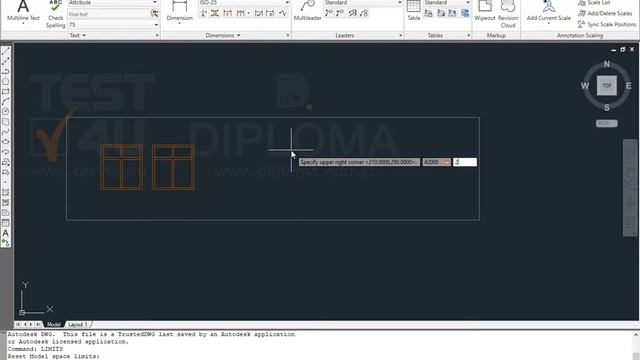 Open the INFOlearn02.dwg file from the IL-ates\CAD folder of the desktop. Set the drawing limits... смотреть онлайн