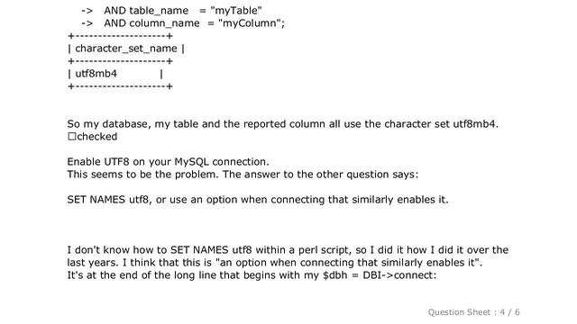 MySQL : How to connect to MySQL using UTF8 within a perl script? смотреть онлайн