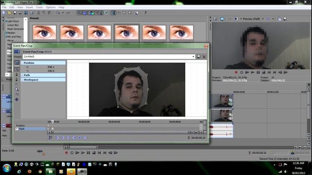 Sony Vegas Pro 10 Tutorial - Mask or Blur out a face смотреть онлайн