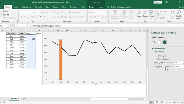 Add Vertical line in excel chart dynamic смотреть онлайн